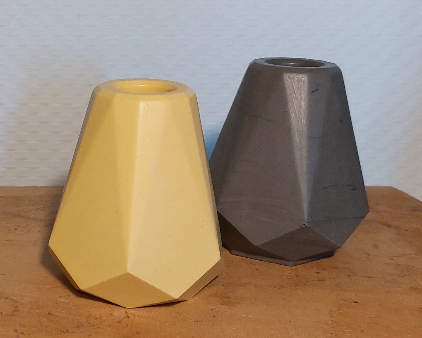 Bloemenvaasjes - Set van 2 - Zwart/Oker Effen (Geo)