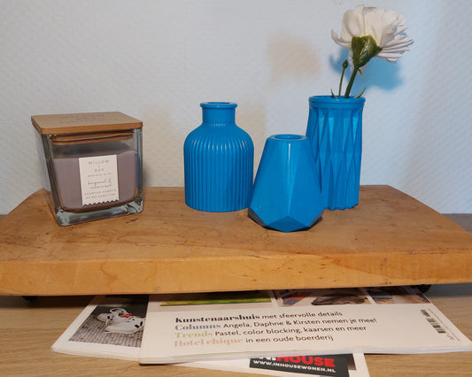 Bloemenvaasjes - Set van 3 - Blauw Effen