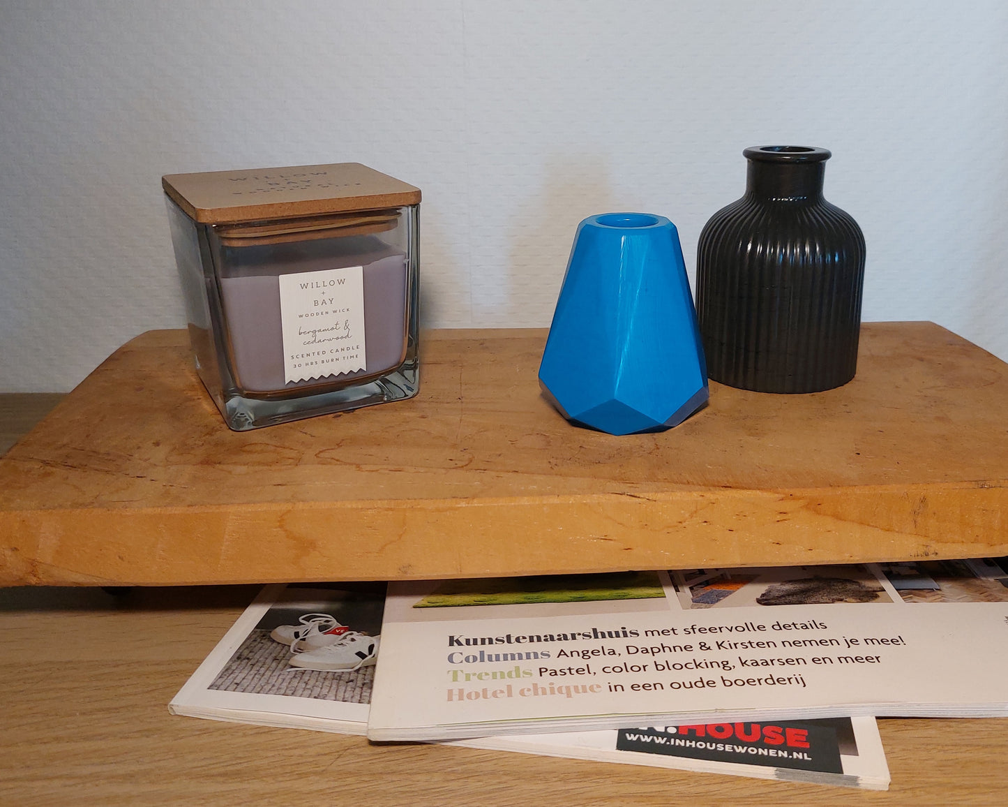 Bloemenvaasjes - Set van 2 - Zwart/Blauw Effen (Kruik&Geo)