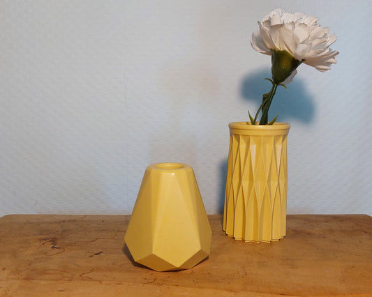 Bloemenvaasjes - Set van 2 - Oker Effen (Geo&Cylinder)