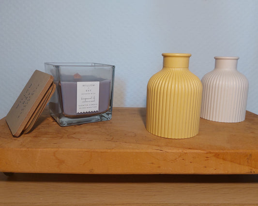 Bloemenvaasjes - Set van 2 - Wit/Oker Effen (Kruik)