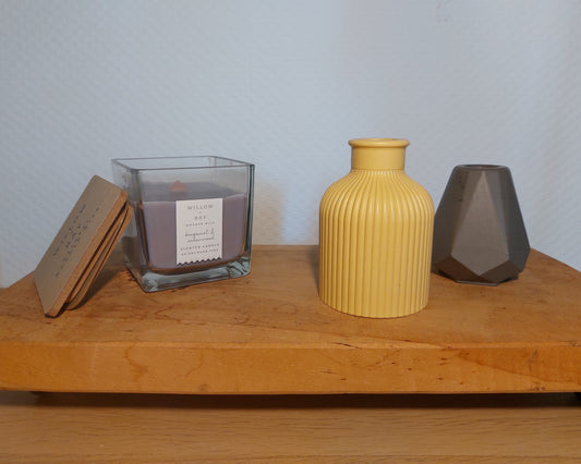 Bloemenvaasjes - Set van 2 - Oker/Zwart Effen (Kruik&Geo)
