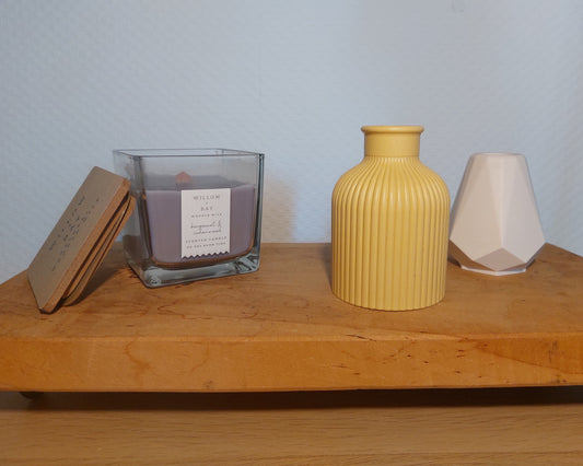 Bloemenvaasjes - Set van 2 - Oker/Wit Effen (Kruik&Geo)