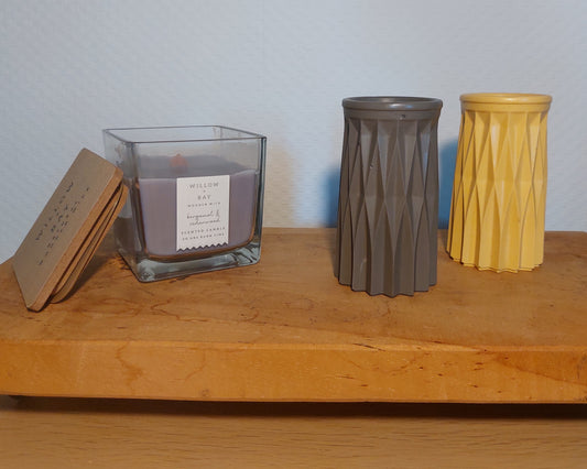 Bloemenvaasjes - Set van 2 - Zwart/Oker Effen (Cylinder)