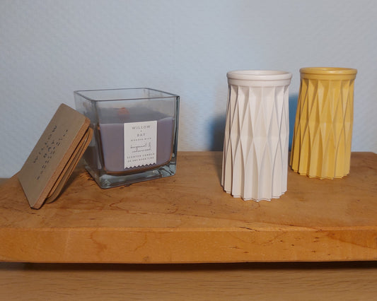 Bloemenvaasjes - Set van 2 - Wit/Oker Effen (Cylinder)