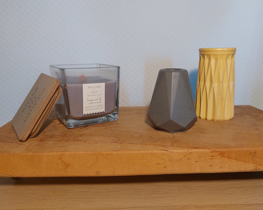 Bloemenvaasjes - Set van 2 - Zwart/Oker Effen (Geo&Cylinder)