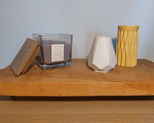 Bloemenvaasjes - Set van 2 - Wit/Oker Effen (Geo&Cylinder)