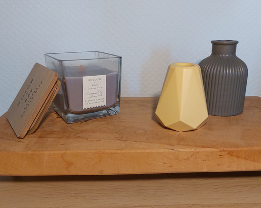 Bloemenvaasjes - Set van 2 - Oker/Zwart Effen (Geo&Kruik)