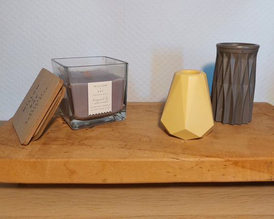 Bloemenvaasjes - Set van 2 - Oker/Zwart Effen (Geo&Cylinder)