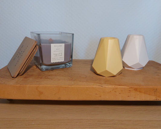 Bloemenvaasjes - Set van 2 - Wit/Oker Effen (Geo)