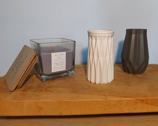 Bloemenvaasjes - Set van 2 - Zwart/Wit Effen (Cone&Cylinder)