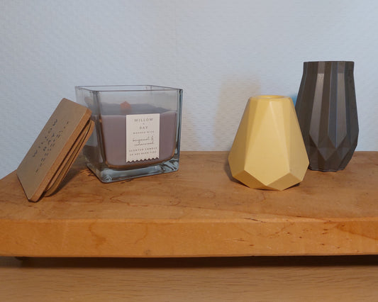 Bloemenvaasjes - Set van 2 - Oker/Zwart Effen (Geo&Cone)