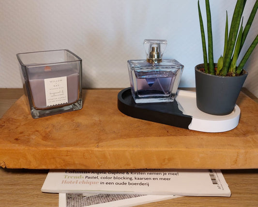 Ovalen Schaaltje - Wit/Zwart Split