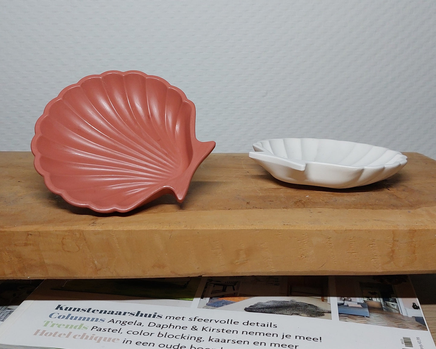 Schelpenset - Tweedelig - Wit/Terracotta Effen Acrylwereld.nl
