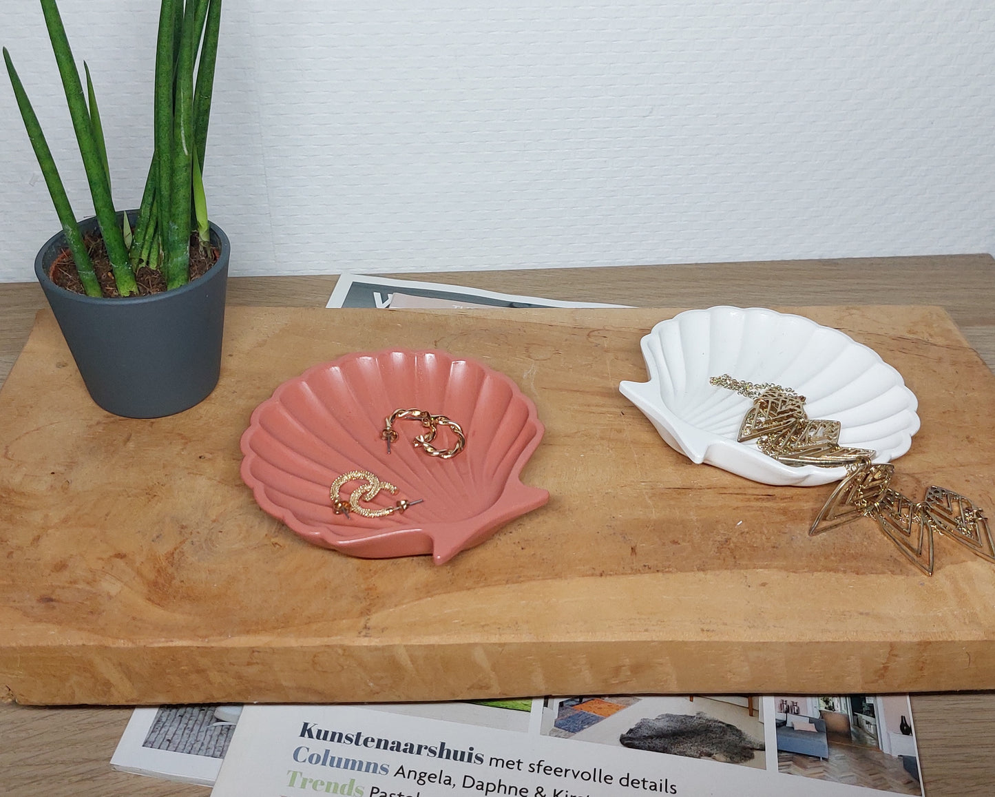 Schelpenset - Tweedelig - Wit/Terracotta Effen Acrylwereld.nl