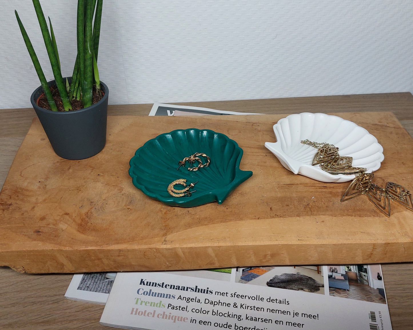 Schelpenset - Tweedelig - Wit/Groen Effen Acrylwereld.nl