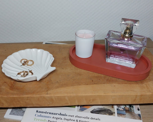 Accessoireset - Tweedelig - Terracotta/Wit Effen Acrylwereld.nl