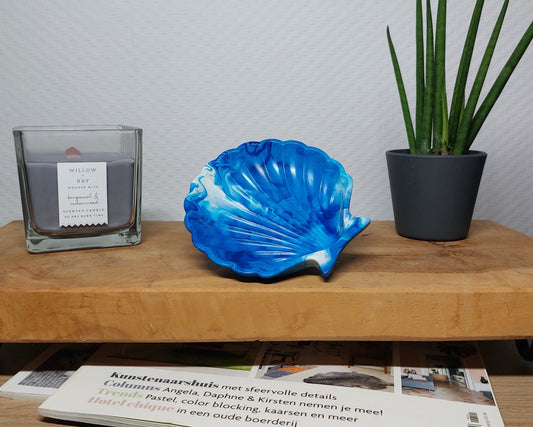Schelpschaaltje - Blauw/Wit Marble Acrylwereld.nl