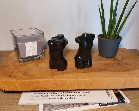 Beeldje - Torso Vrouw/Man - Set van 2 - Zwart