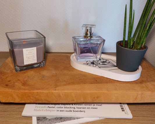 Ovalen Schaaltje - Wit/Bloem