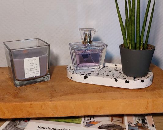 Ovalen Schaaltje - Wit/Zwart Terrazzo