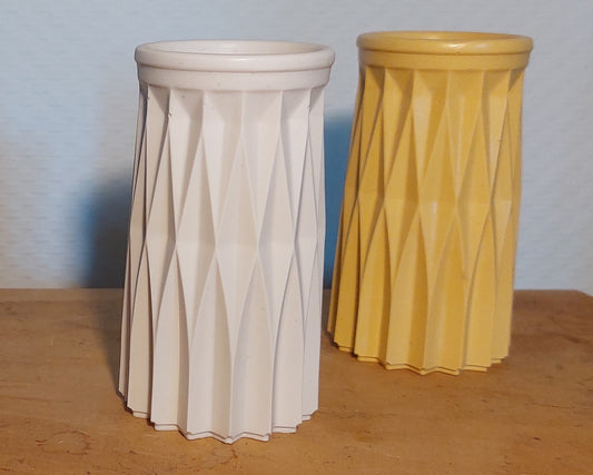 Bloemenvaasjes - Set van 2 - Wit/Oker Effen (Cylinder)