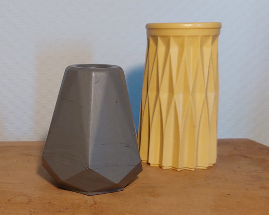 Bloemenvaasjes - Set van 2 - Zwart/Oker Effen (Geo&Cylinder)