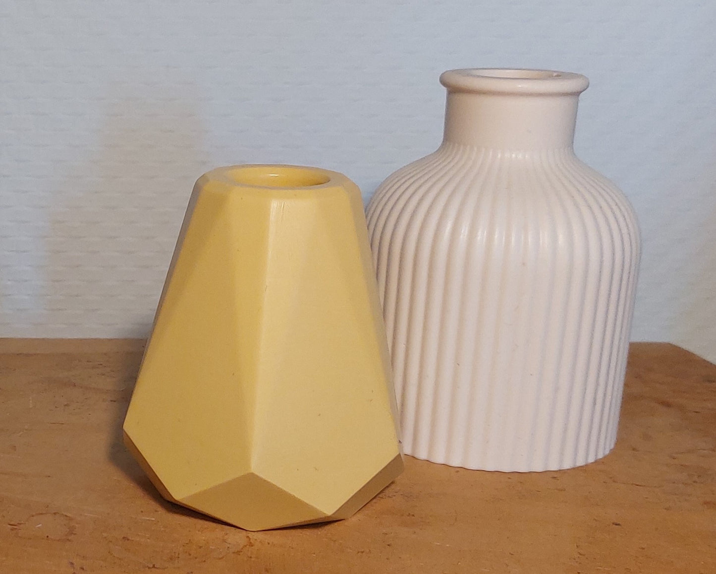 Bloemenvaasjes - Set van 2 - Wit/Oker Effen (Kruik&Geo)