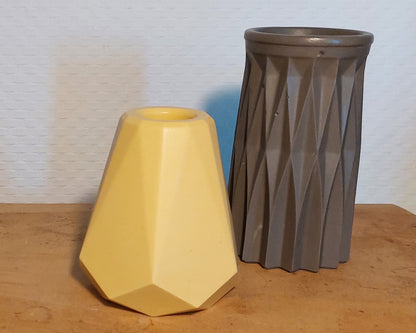 Bloemenvaasjes - Set van 2 - Oker/Zwart Effen (Geo&Cylinder)