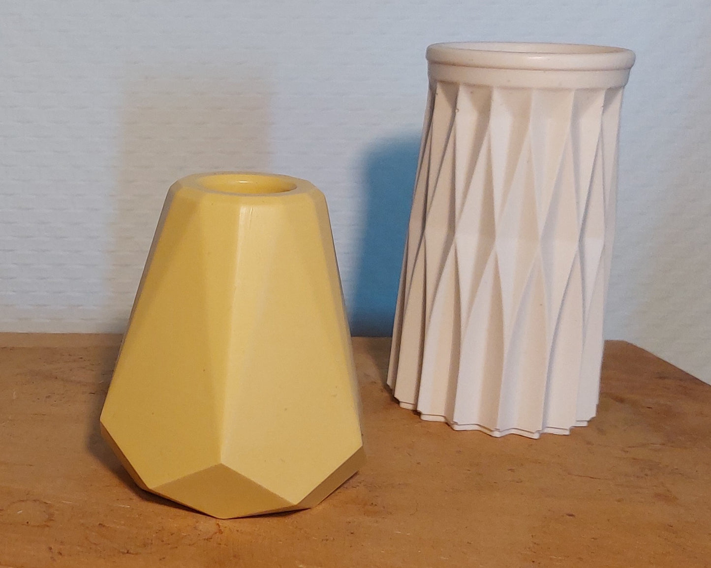 Bloemenvaasjes - Set van 2 - Oker/Wit Effen (Geo&Cylinder)