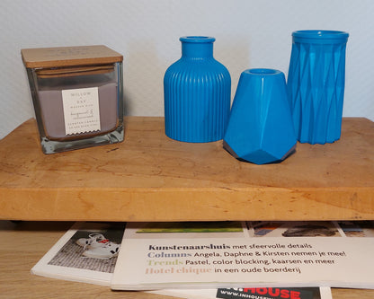 Bloemenvaasjes - Set van 3 - Blauw Effen