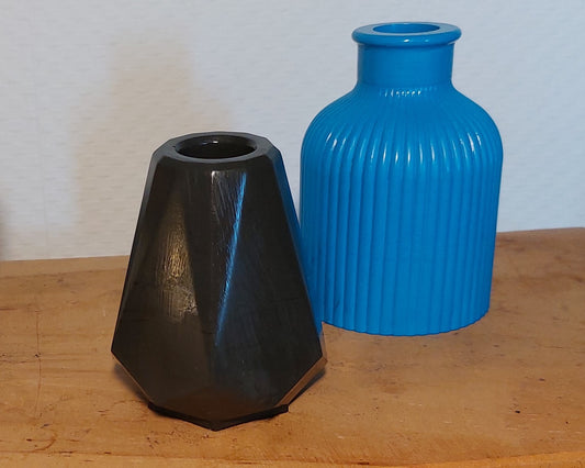 Bloemenvaasjes - Set van 2 - Blauw/Zwart Effen (Kruik&Geo)