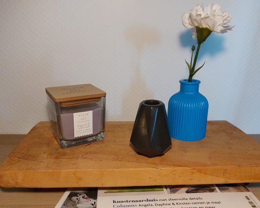 Bloemenvaasjes - Set van 2 - Blauw/Zwart Effen (Kruik&Geo)
