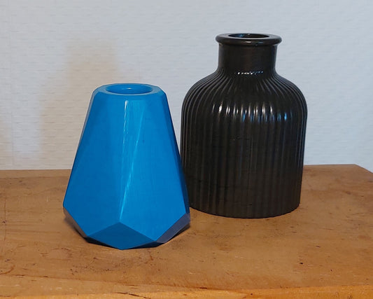 Bloemenvaasjes - Set van 2 - Zwart/Blauw Effen (Kruik&Geo)