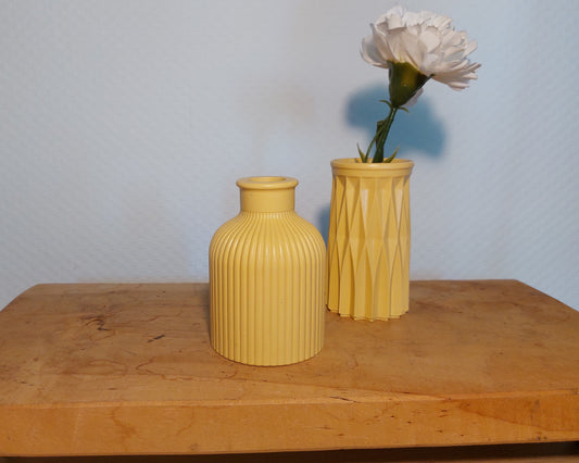 Bloemenvaasjes - Set van 2 - Oker Effen (Kruik&Cylinder)