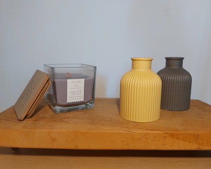 Bloemenvaasjes - Set van 2 - Zwart/Oker Effen (Kruik)