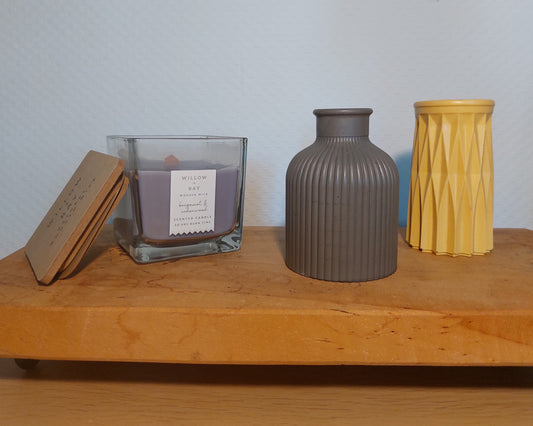 Bloemenvaasjes - Set van 2 - Zwart/Oker Effen (Kruik&Cylinder)