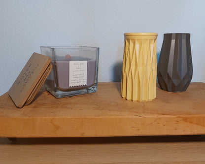 Bloemenvaasjes - Set van 2 - Oker/Zwart Effen (Cylinder&Cone)