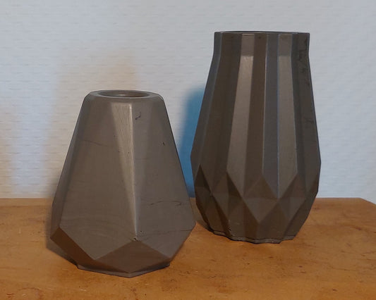Bloemenvaasjes - Set van 2 - Zwart Effen (Cone&Geo)