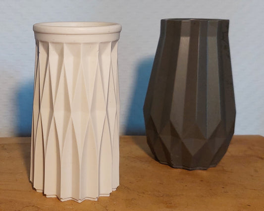 Bloemenvaasjes - Set van 2 - Zwart/Wit Effen (Cone&Cylinder)