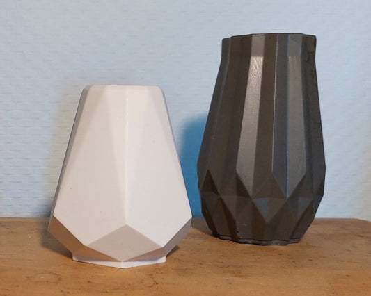 Bloemenvaasjes - Set van 2 - Zwart/Wit Effen (Cone&Geo)