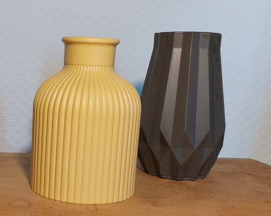 Bloemenvaasjes - Set van 2 - Oker/Zwart Effen (Kruik&Cone)