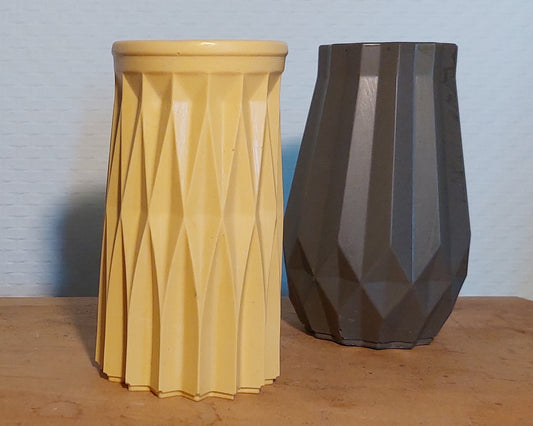 Bloemenvaasjes - Set van 2 - Oker/Zwart Effen (Cylinder&Cone)
