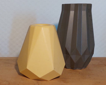 Bloemenvaasjes - Set van 2 - Oker/Zwart Effen (Geo&Cone)