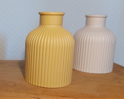 Bloemenvaasjes - Set van 2 - Wit/Oker Effen (Kruik)