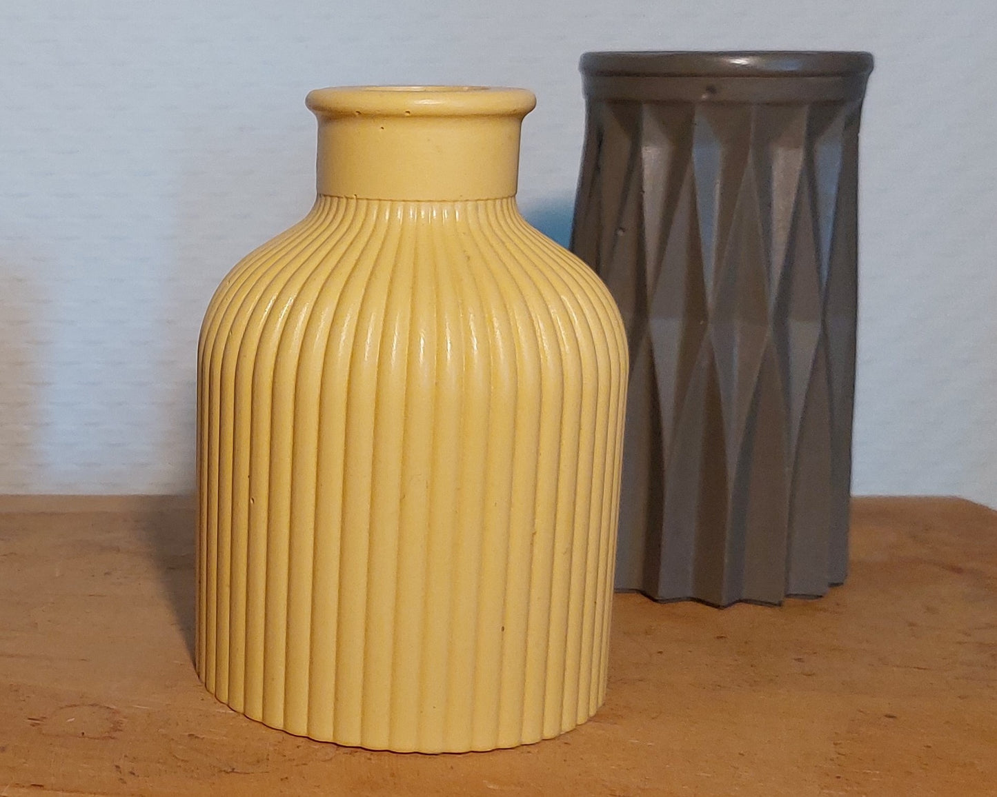 Bloemenvaasjes - Set van 2 - Oker/Zwart Effen (Kruik&Cylinder)