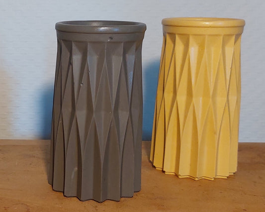 Bloemenvaasjes - Set van 2 - Zwart/Oker Effen (Cylinder)