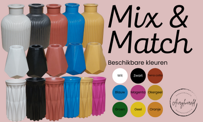 MIX & MATCH - Bloemenvaasjes - Set van 2 - Kruik & Cylinder