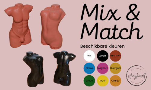 MIX & MATCH - Torsobeeldjes - Set van 2 - Man/Vrouw