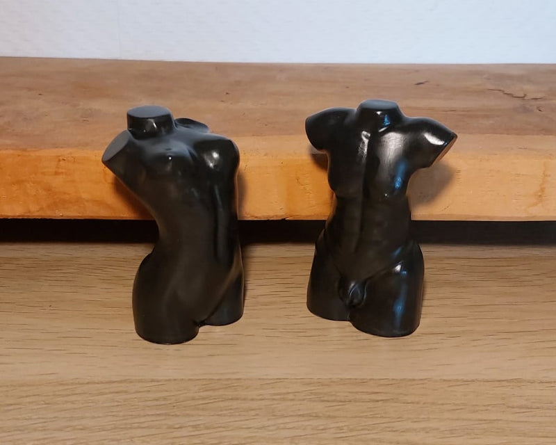Beeldje - Torso Vrouw/Man - Set van 2 - Zwart